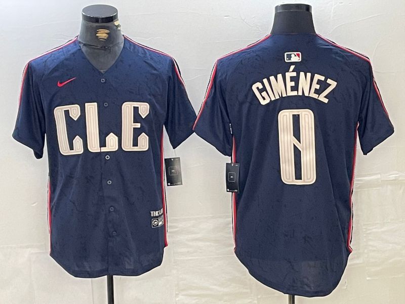 Men Cleveland Indians #0 Gimenez Blue City Edition Nike 2024 MLB Jersey style 1->cleveland indians->MLB Jersey
